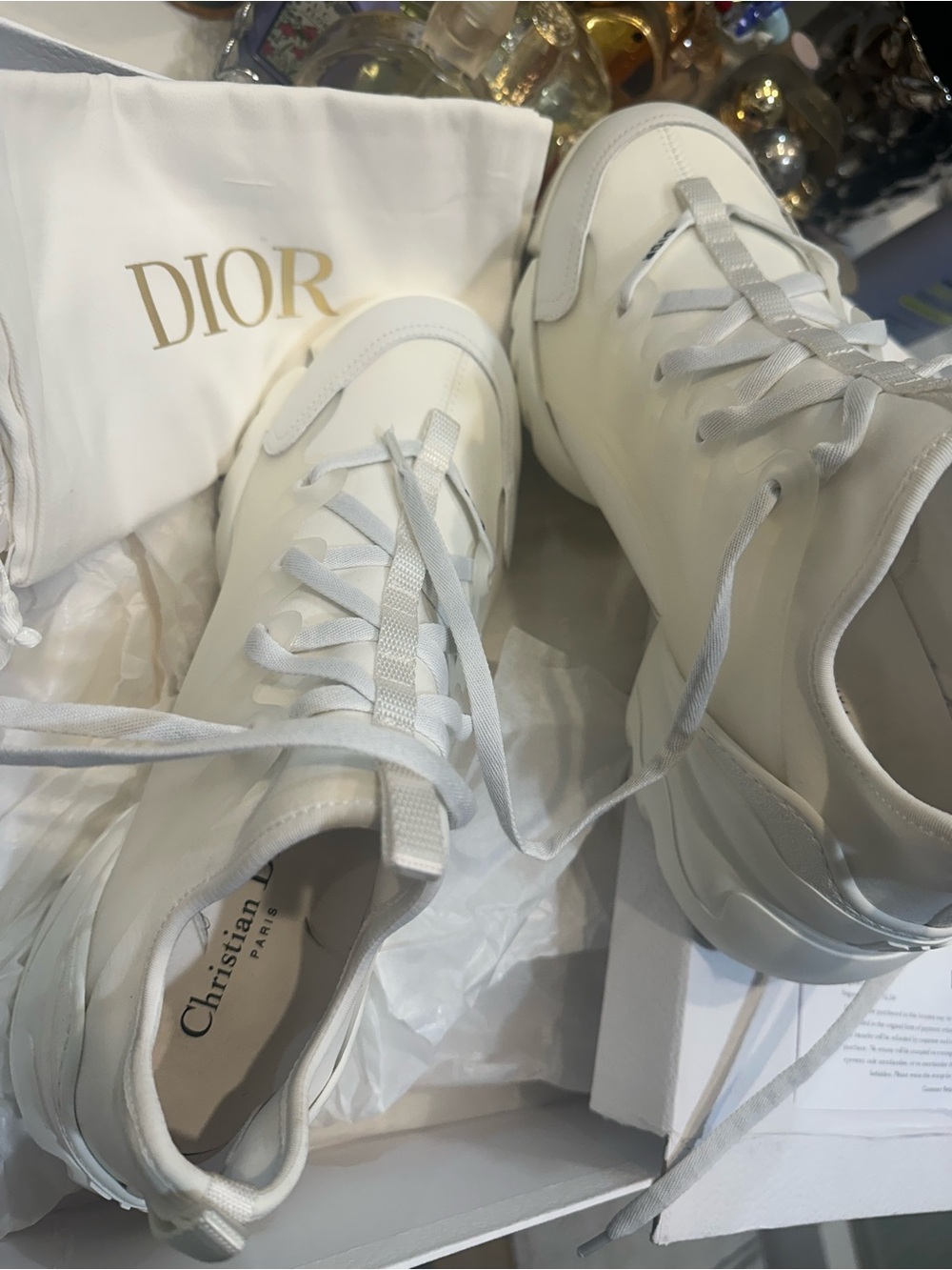 Dior White Leather High-Top Sneakers